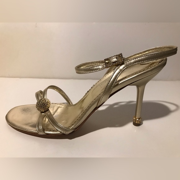 Vintage Womens Versani Italy Gold Shoes 7 lv gucci korrs Luxury Fashion Rl Prom - Picture 8 of 13
